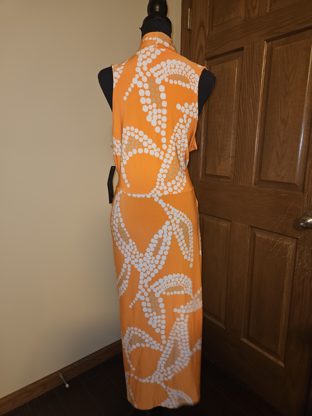 RACHEL Rachel Roy Orange & White Floral Like Sleeveless Wrap Maxi Dress - Picture 7 of 14